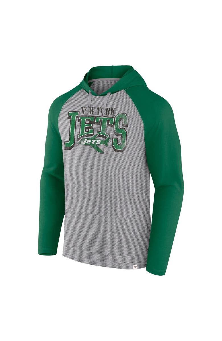 FANATICS Men's Fanatics Gray/Kelly Green New York Jets Under Center Long Sleeve Hoodie T-Shirt, Alternate, color, Gray