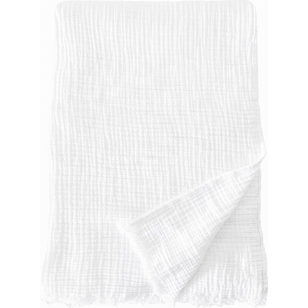 Anaya Crinkled Turkish Cotton Oversized Cuddle Blanket In Bright White
