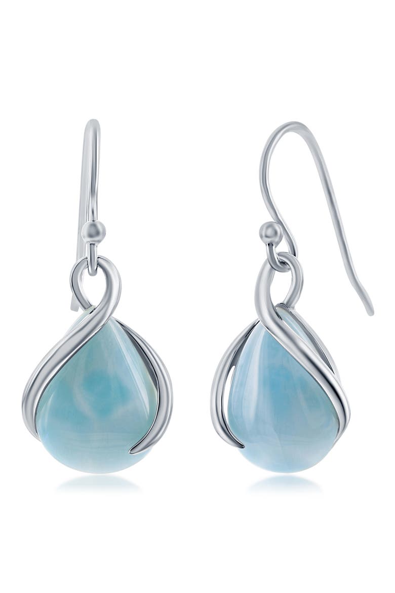 Sterling Silver Larimar Pear Drop Earrings, Main, color, BLUE