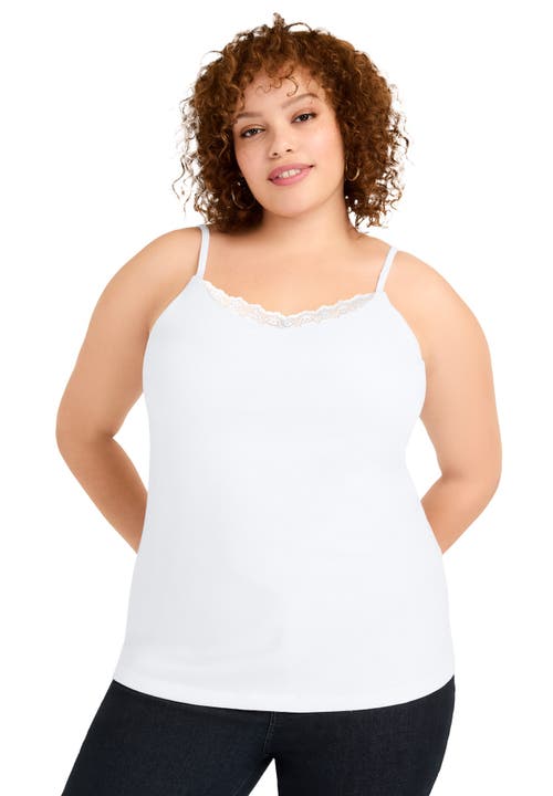 June + Vie Lace-trim Bra Cami In White