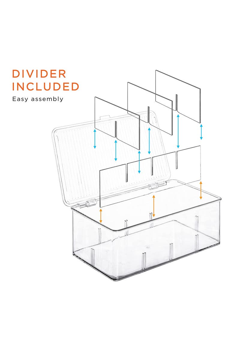 Set of 2 Fridge Organizer Bins with Lids, Alternate, color, CLEAR