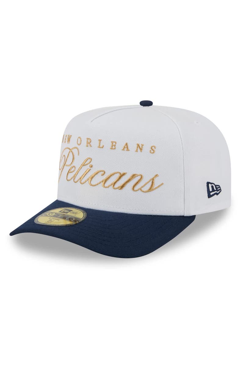 New Era Men's New Era White/Navy New Orleans Pelicans 2025 NBA Draft A-Frame 59FIFTY Fitted Hat, Alternate, color, White