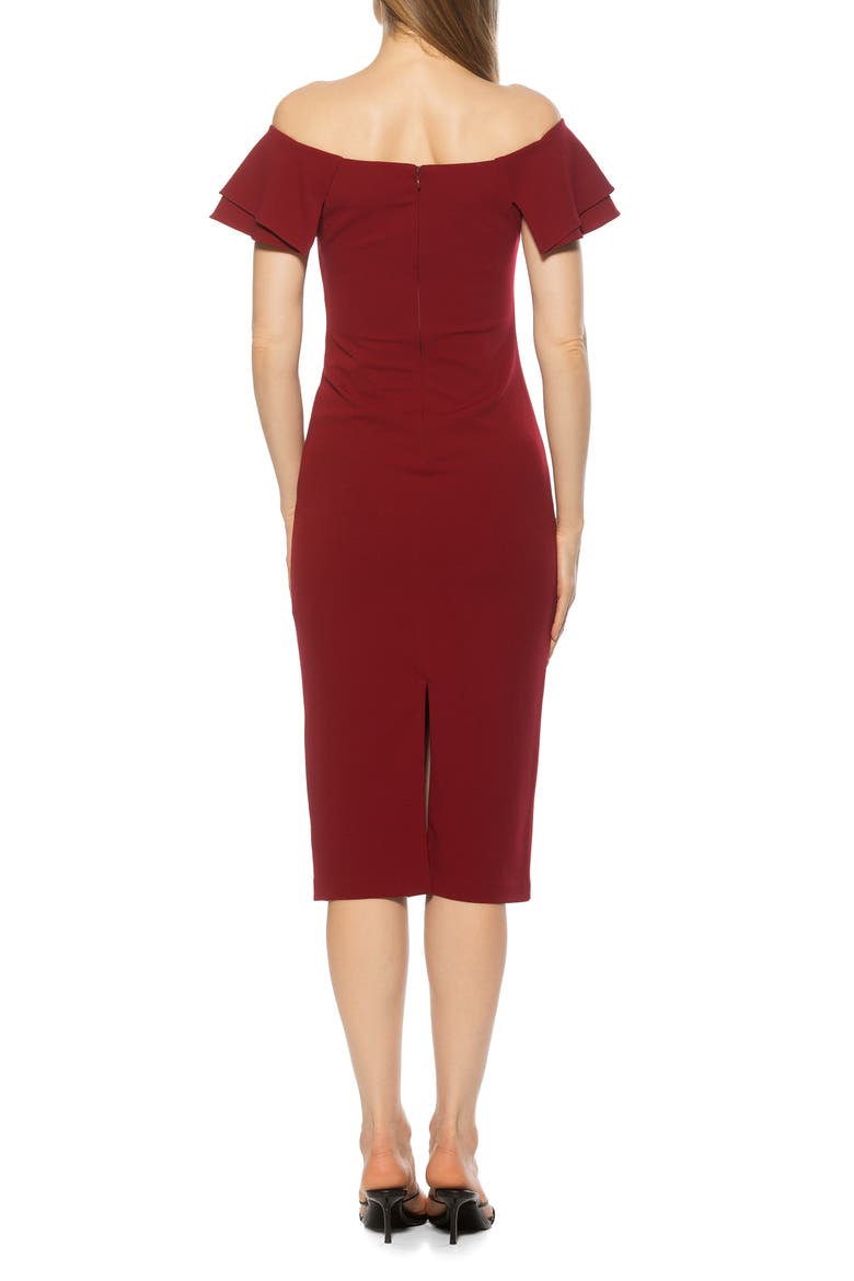 Winston Off the Shoulder Body-Con Midi Dress, Alternate, color, BURGUNDY
