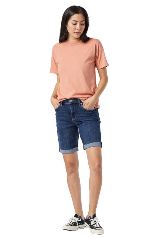 Mavi Jeans Alexis Raw Hem Denim Bermuda Shorts In Dark Frayed Hem Feather Blue