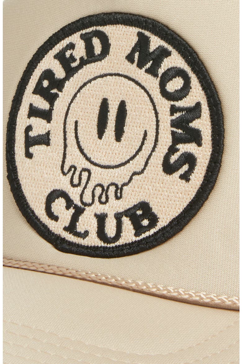 Tired Moms Club Patch Trucker Hat, Alternate, color, TAN