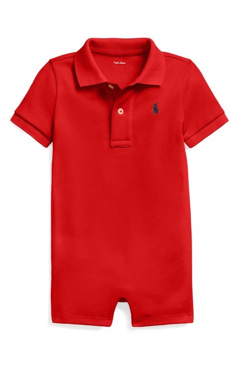 Solid Cotton Interlock Polo Romper (Baby)