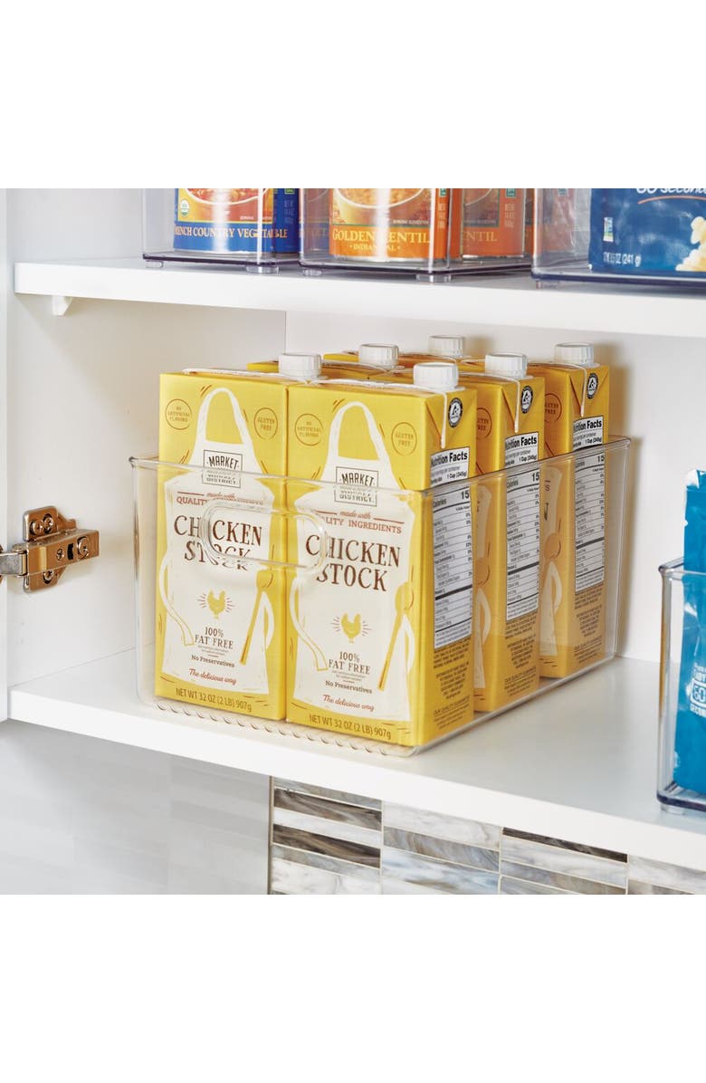 iDesign Pantry Organizer Bins with Handles - Storage Bins for Cabinets or Fridge - Set of 4 - Clear, Alternate, color, 