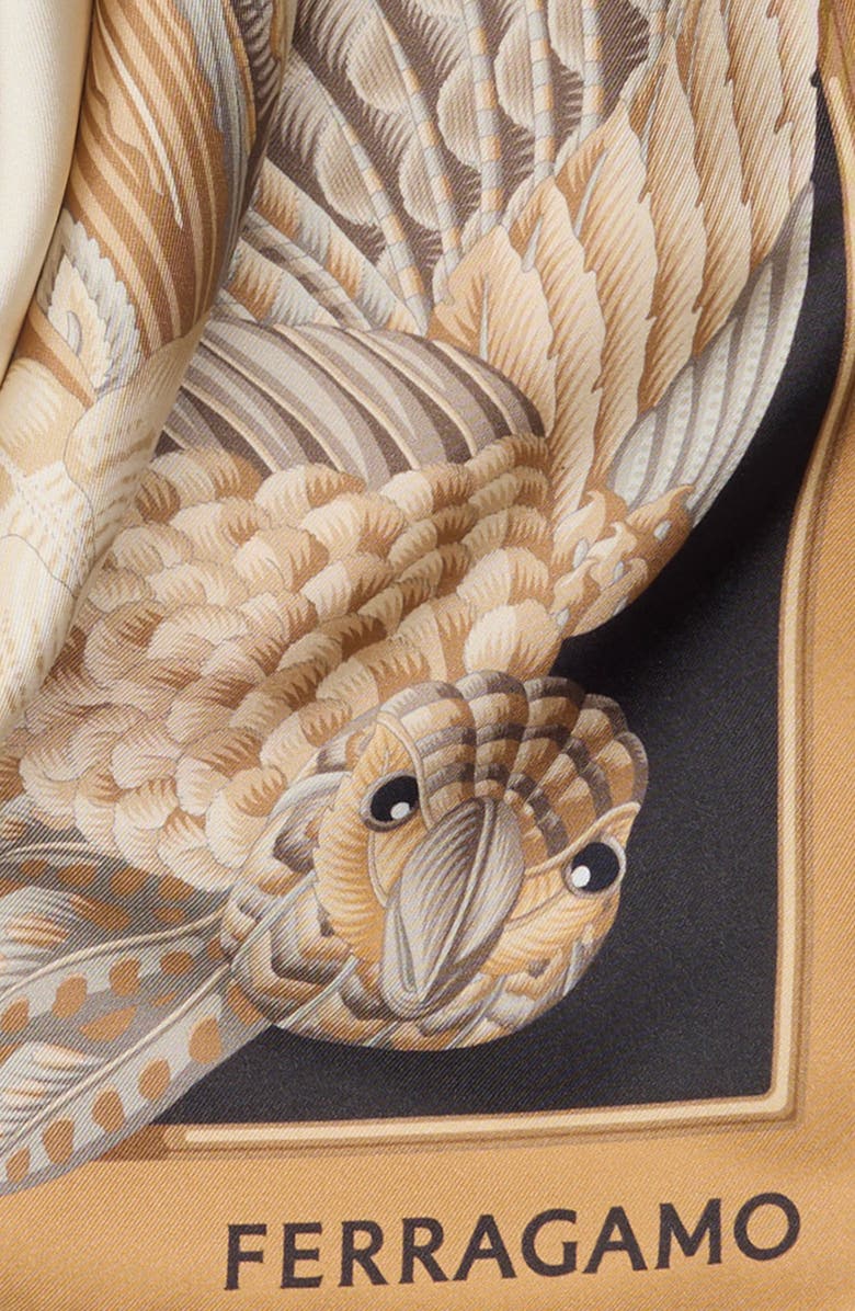 FERRAGAMO Amazzonia Silk Scarf, Alternate, color, Beige / Nero