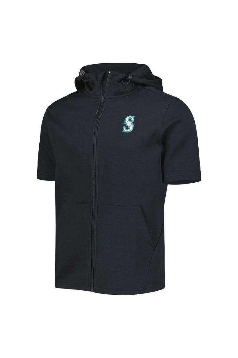 Men's Levelwear Black Seattle Mariners Recruit Full-Zip Short Sleeve Hoodie, Alternate, color, Black
