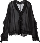 STAUD Kellcy Sheer Ruffle Sleeve Top