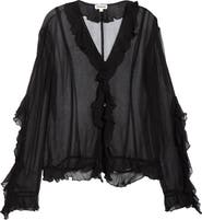 STAUD Kellcy Sheer Ruffle Sleeve Top