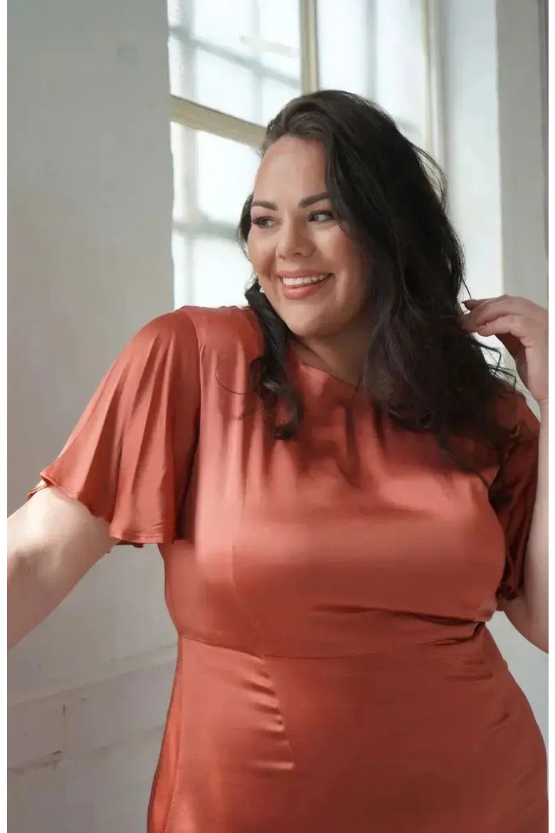 Sienna Capped Sleeve Dress, Alternate, color, Terracotta