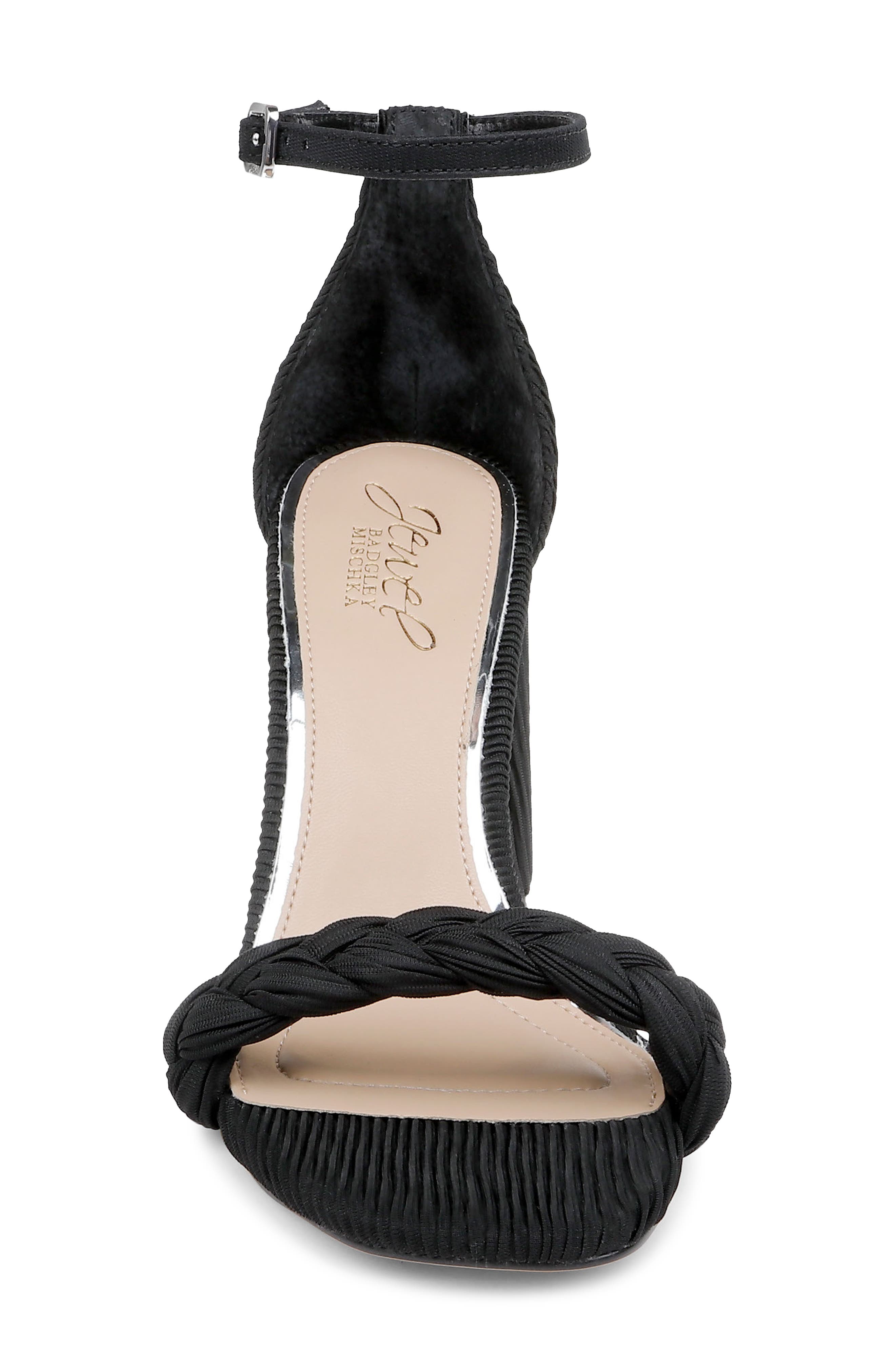Jewel Badgley Mischka Shea Ankle Strap Sandal, Alternate, color, Black Fabric