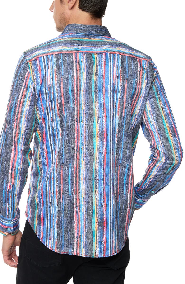 Robert Graham Baja Stripe Classic Fit Stretch Button-Up Shirt, Alternate, color, 