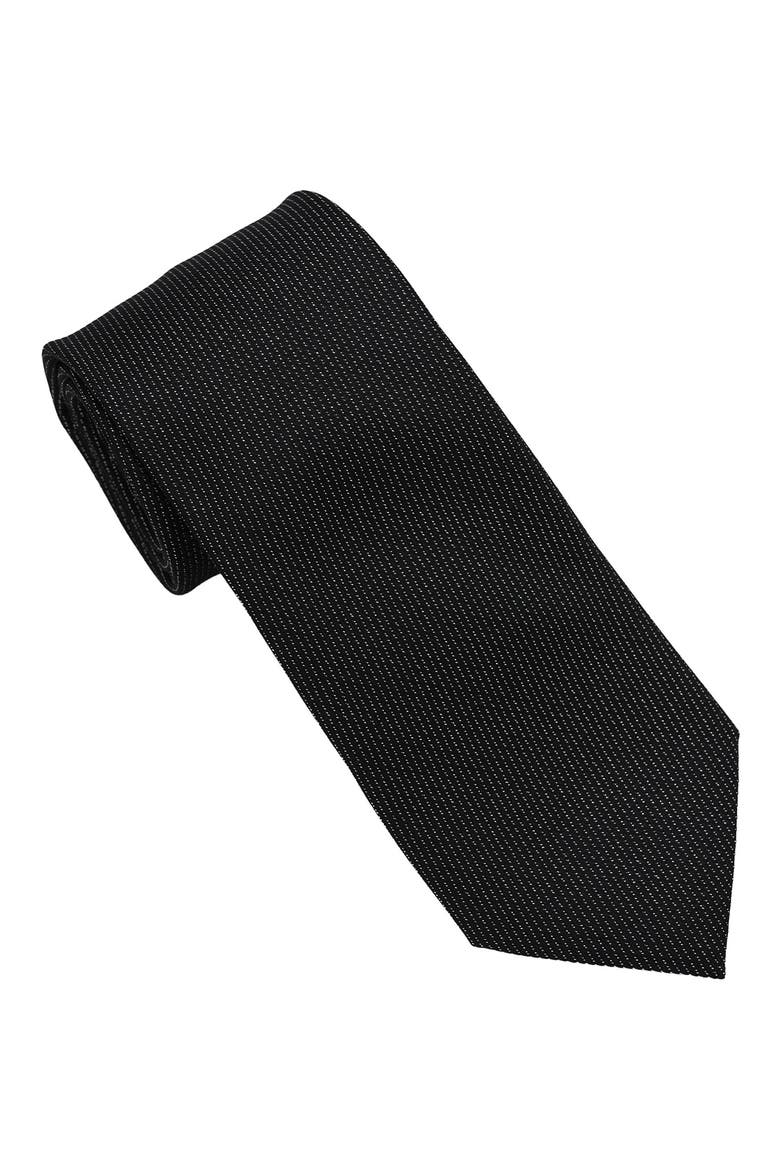 Sparkle Stripe Print Tie, Main, color, BLACK/ SILVER
