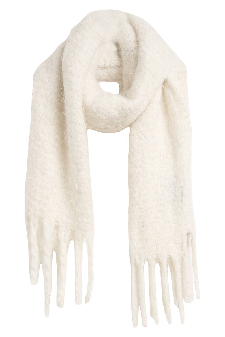 Chunky Lurex Boucl Scarf, Alternate, color, BEIGE