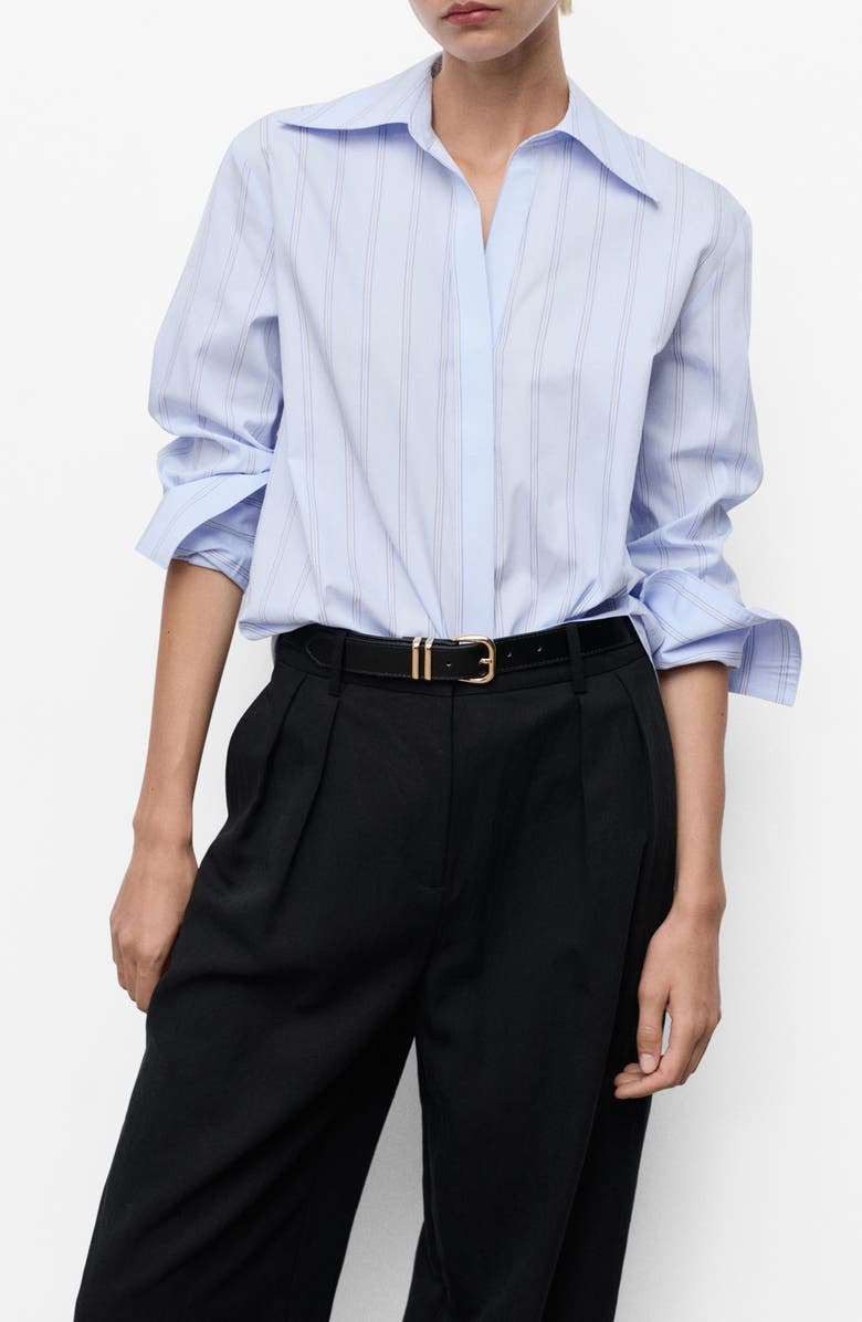MANGO Stripe Shirt, Main, color, Sky Blue