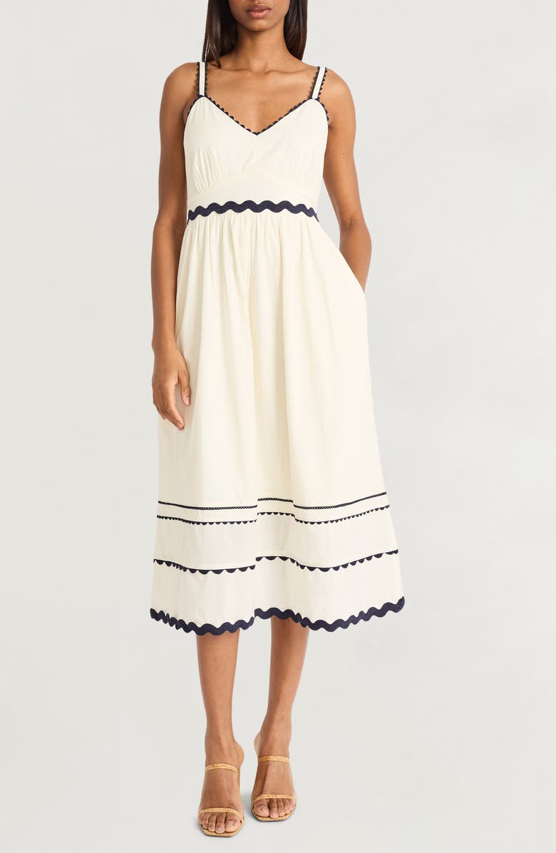 The Good Journey Rickrack Detail Cotton Dress, Main, color, 