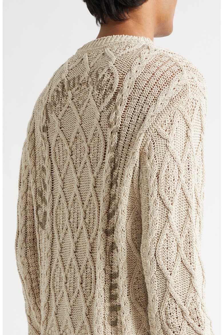 Aran Cable Knit Cotton & Linen Sweater, Alternate, color, BEIGE