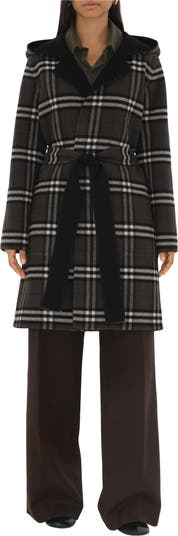 Mid-length Reversible Check Wool Car Coat