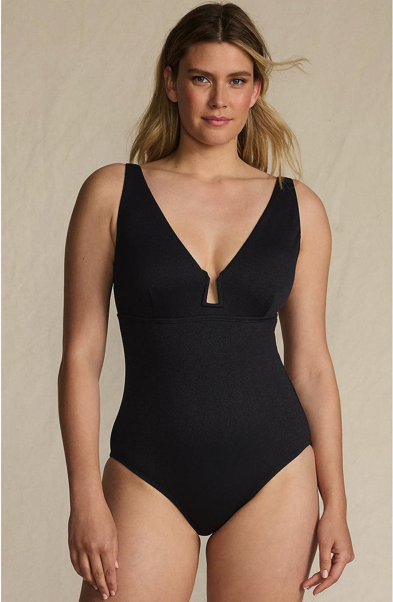 Lands' End Crepe Rectangular Wire One Piece, Main, color, 