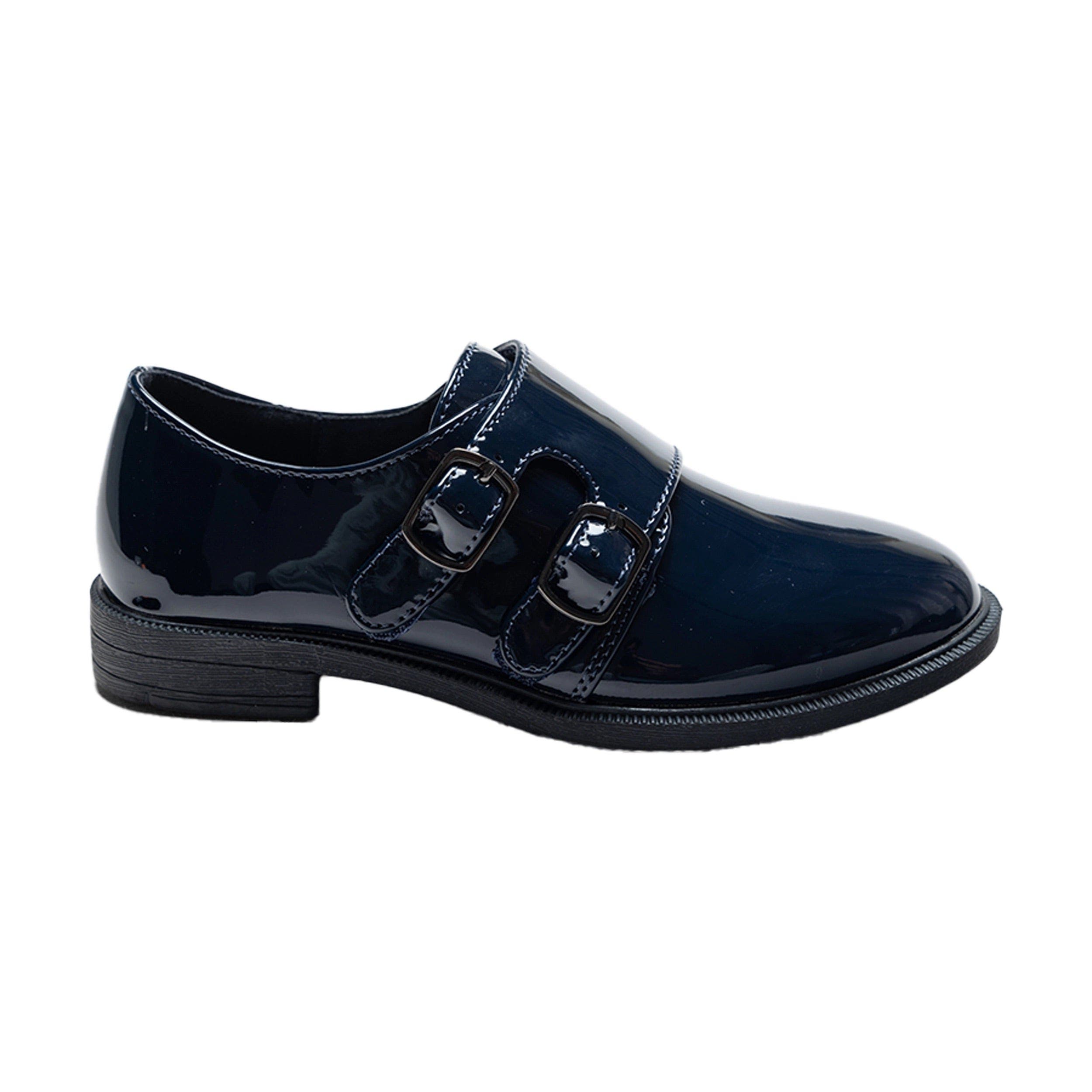 Patent Double Monk Strap Dress Shoes, Alternate, color, Navy