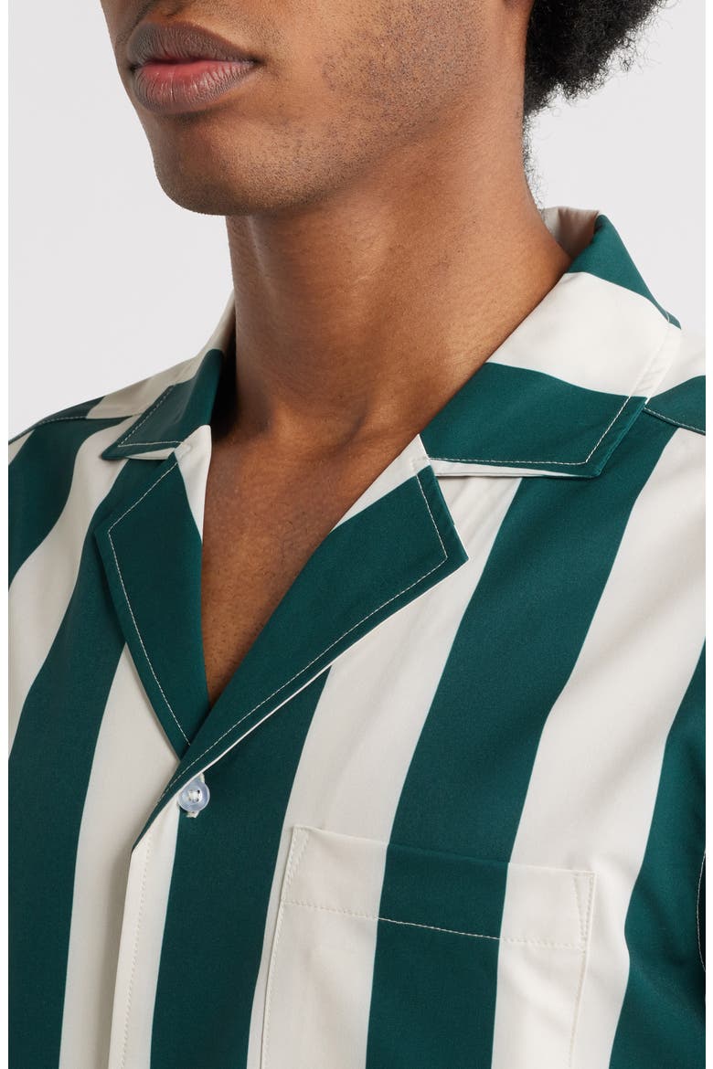 Emerald Heritage Week Stripe Short Sleeve Button-Up Shirt, Alternate, color, GREEN