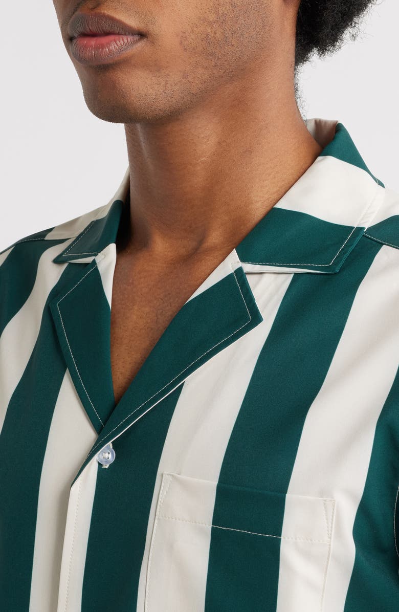 MAVRANS Emerald Heritage Week Stripe Short Sleeve Button-Up Shirt, Alternate, color, Green