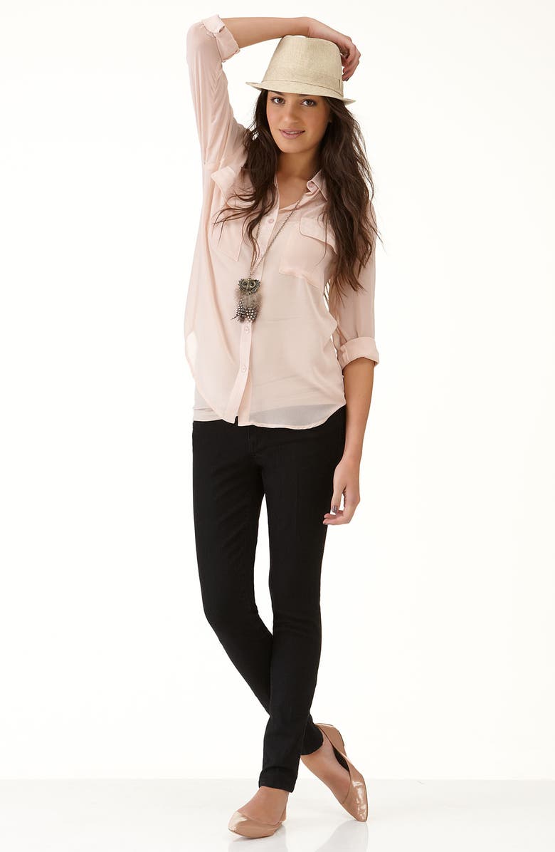 All in Favor Lush Button Front Blouse, Alternate, color, 