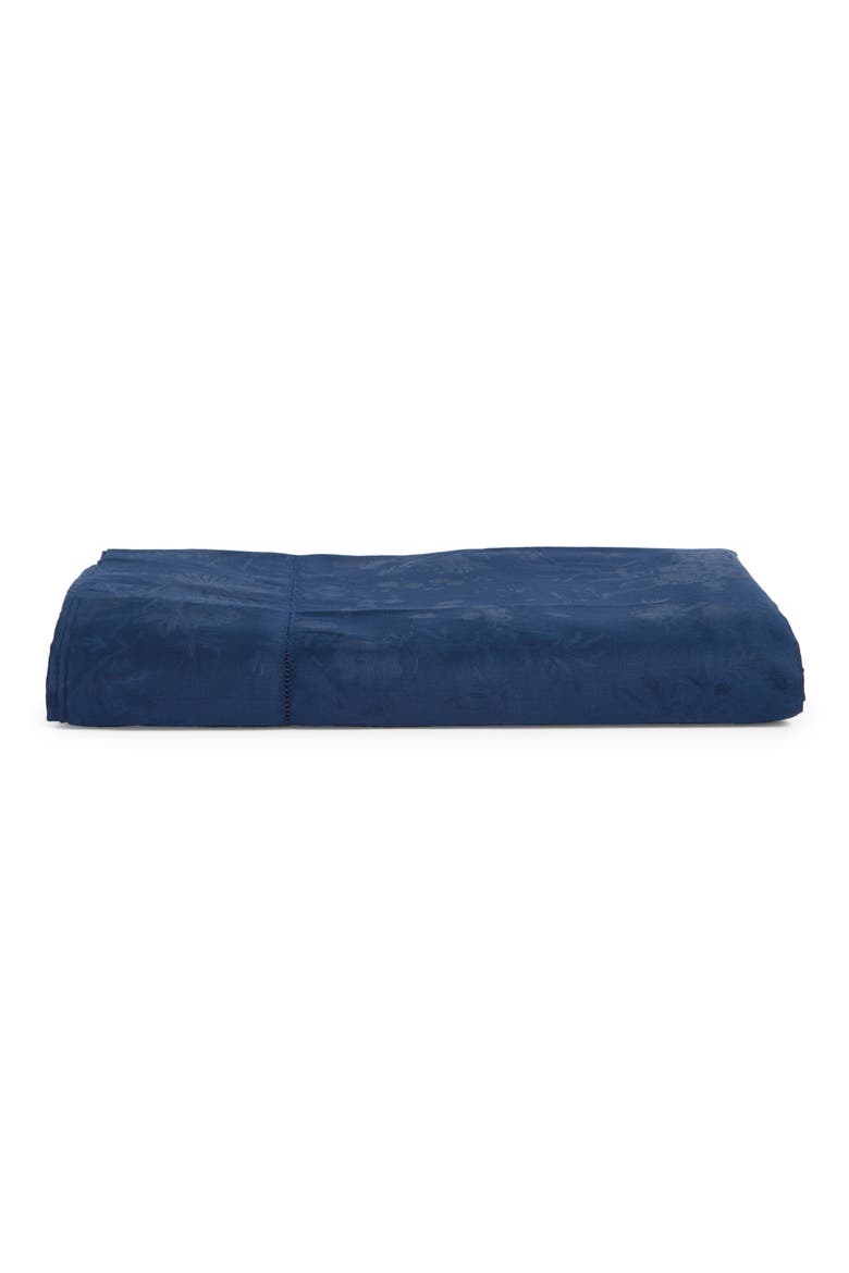 Bethany Floral Jacquard Flat Sheet, Main, color, POLO NAVY