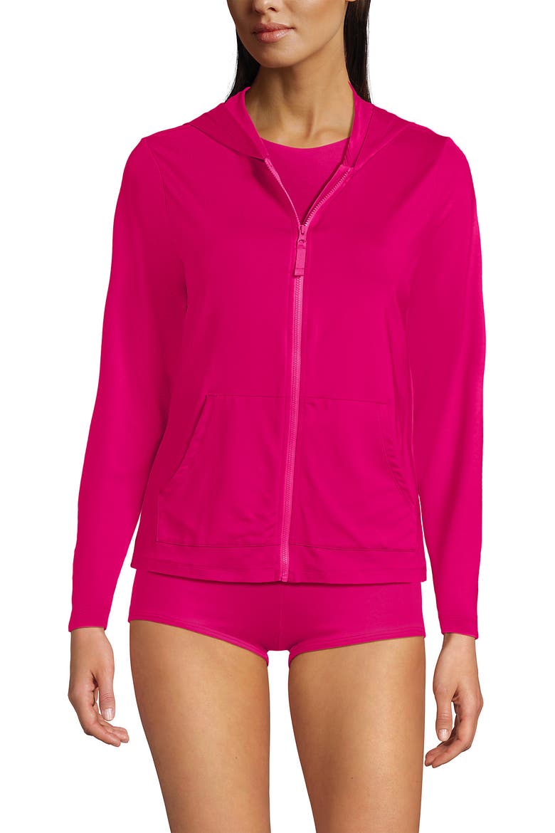SunShade UPF 50 Long Sleeve Hooded Full Zip Rash Guard, Alternate, color, Riviera Rose