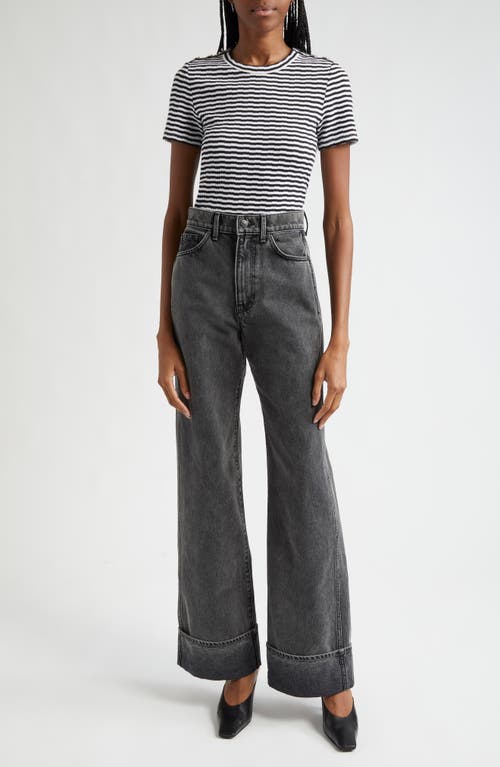 Veronica Beard Taylor High Waist Wide Leg Jeans In Stoned Washed Onyx