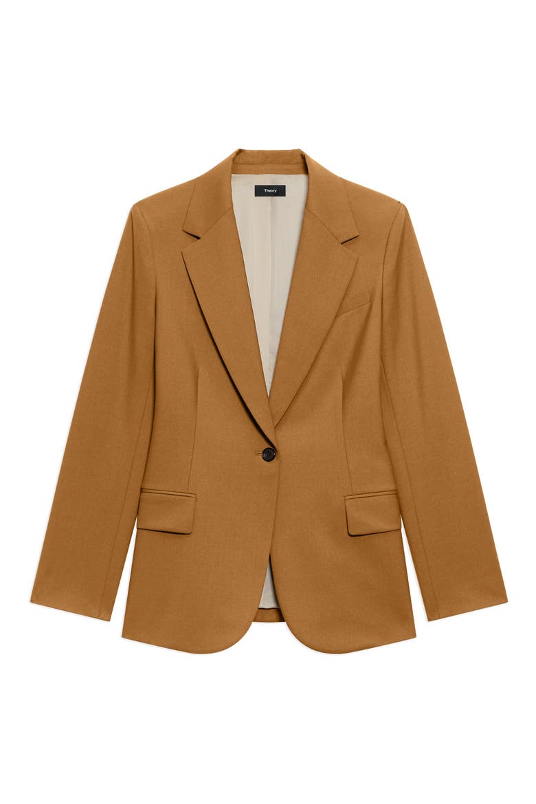 Lynnia Stretch Wool Blazer, Alternate, color, DARK COGNAC