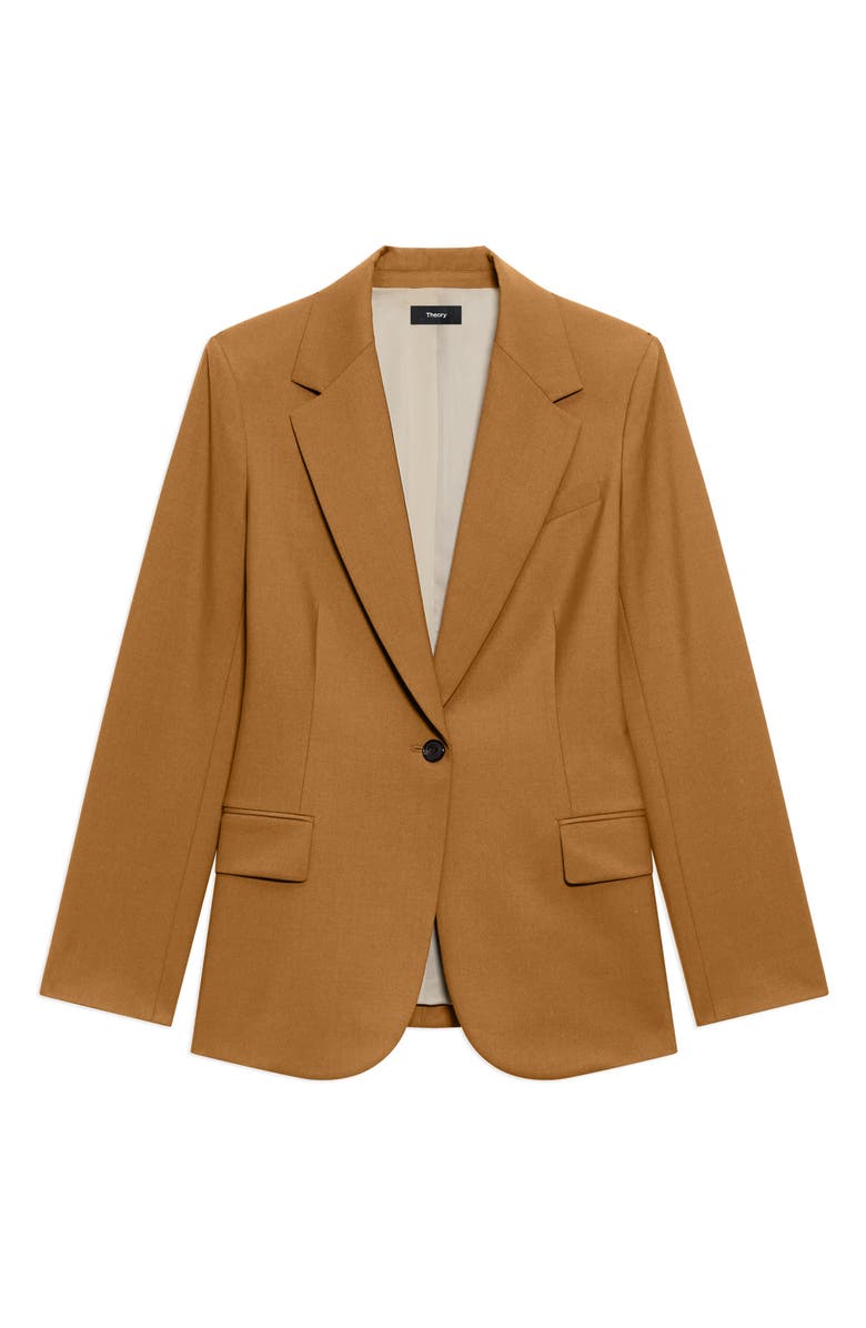 Theory Lynnia Stretch Wool Blazer, Alternate, color, Dark Cognac
