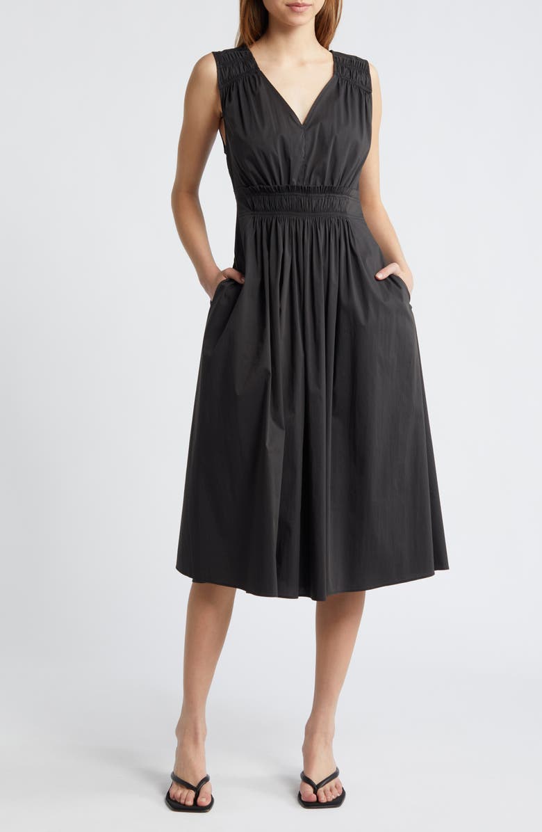 knee length dresses for ladies Luxely Womens Linen Midi Dress, 2, Grey main image 0