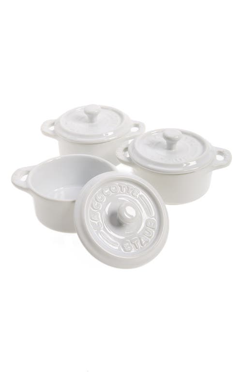 Staub Set Of 3 Mini Round Ceramic Cocottes