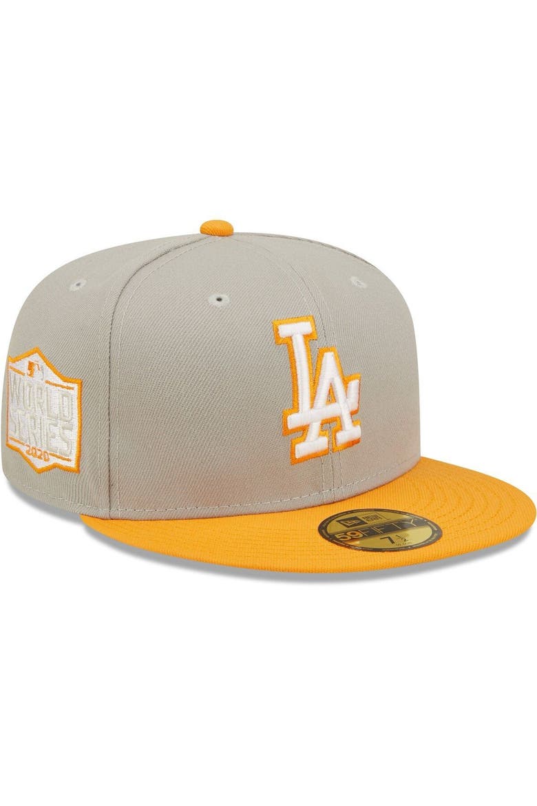 Men's New Era Gray/Orange Los Angeles Dodgers 2020 World Series Cooperstown Collection Undervisor 59FIFTY Fitted Hat, Main, color, Gray