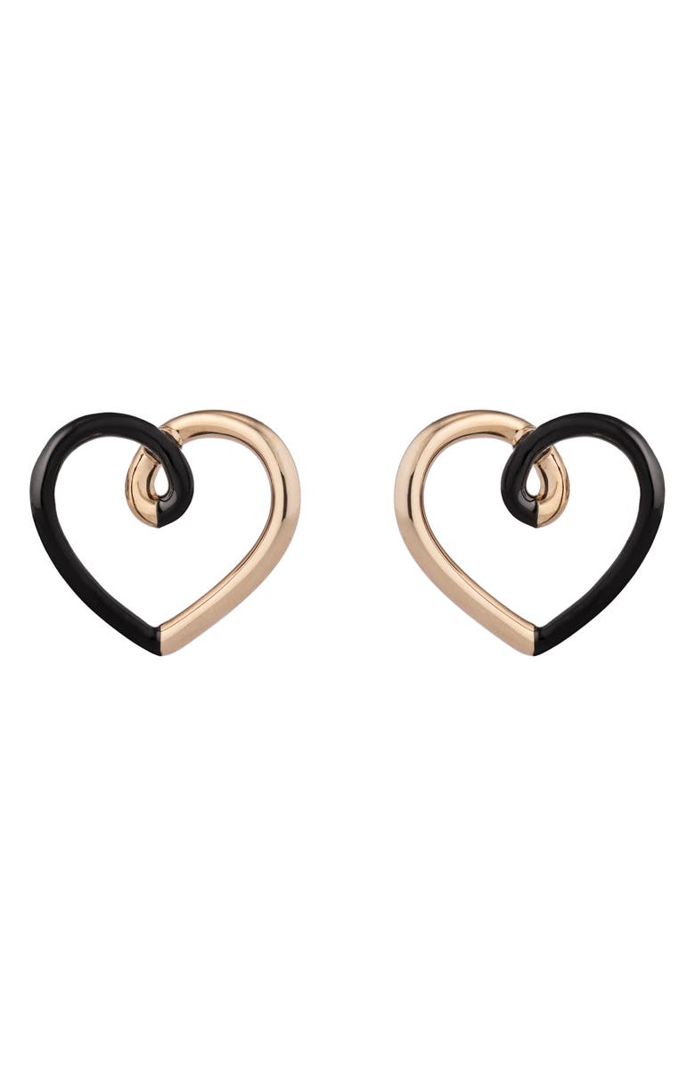 Bea Bongiasca Two-Tone Heart Earrings, Main, color, Black
