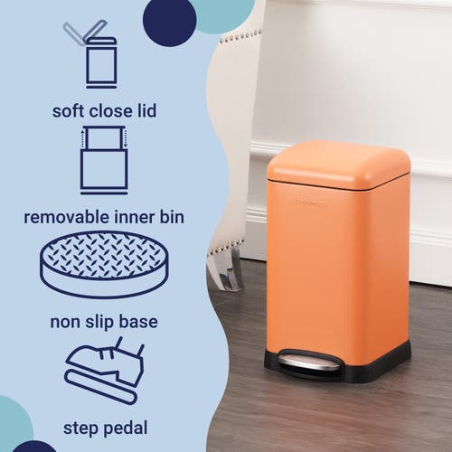 Happimess Betty Retro Mini 3.2-gallon Step-open Trash Can In Orange