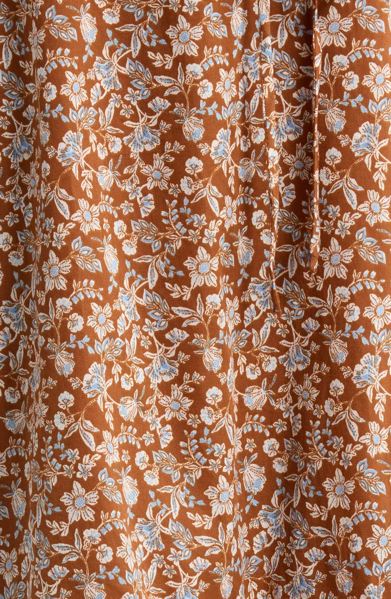 SUGARLIPS Ramsey Ditsy Harmy Drawstring Waist Midi Dress, Alternate, color, Brown-Mult