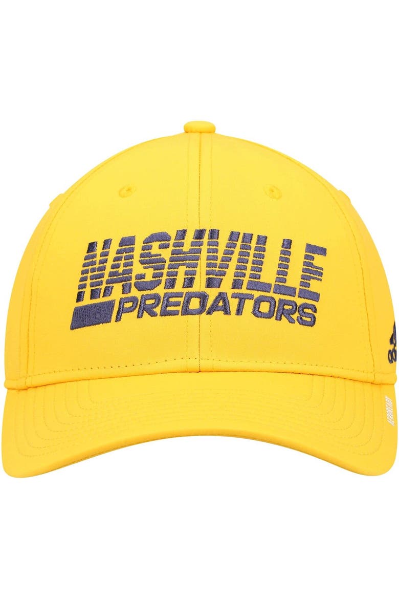 Men's adidas Gold Nashville Predators 2021 Locker Room AEROREADY Flex Hat, Alternate, color, Gold