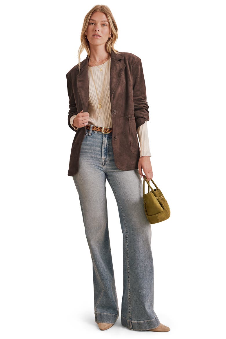Ryder Faux Suede Blazer, Alternate, color, JAVA BROWN