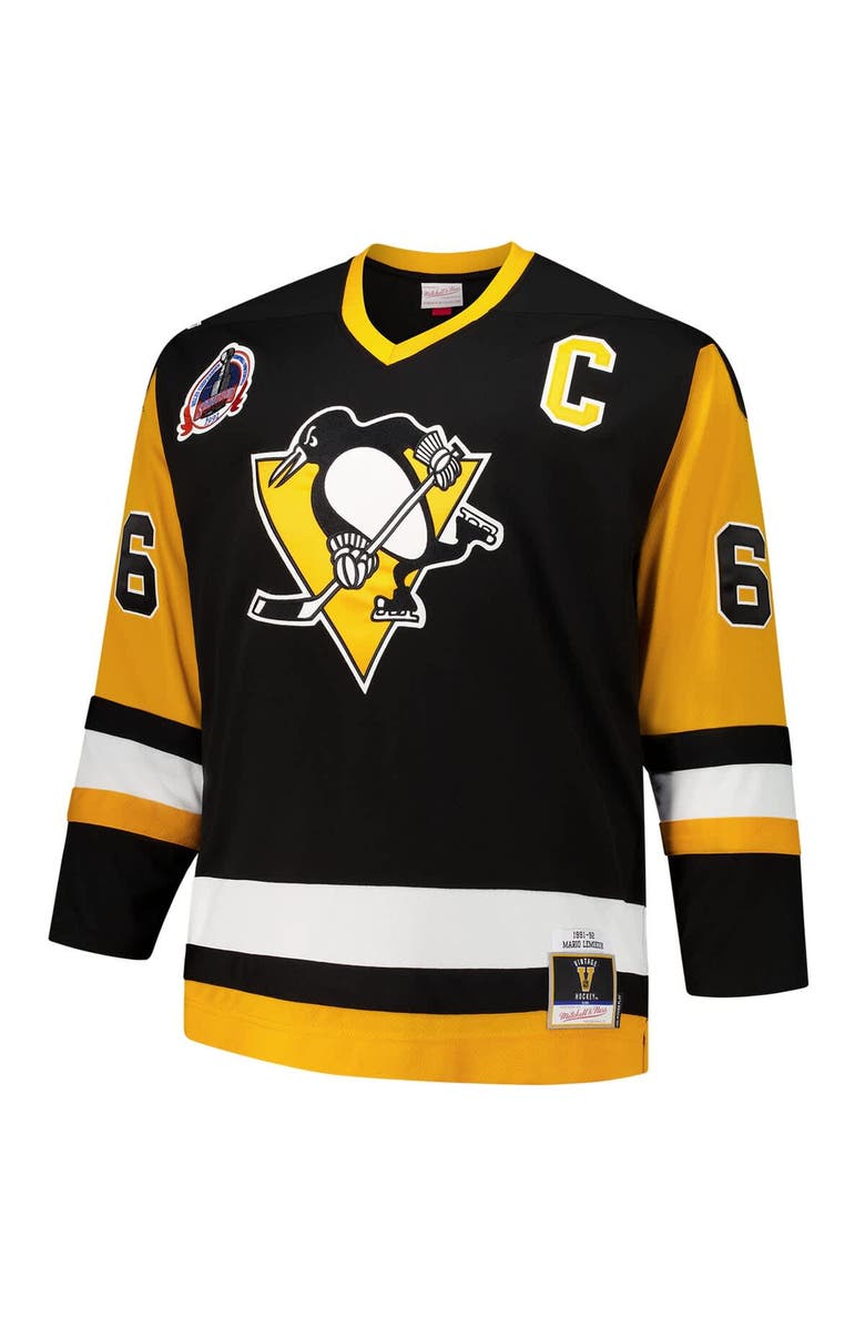 Mitchell & Ness Men's Mitchell & Ness Mario Lemieux Black Pittsburgh Penguins Big & Tall 1991/92 Blue Line 2.0 Jersey, Alternate, color, Black