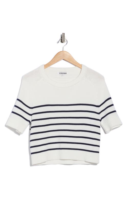 Vigoss Nautical Stripe Short Sleeve Sweater In White