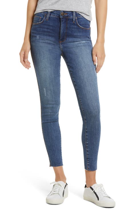 Cooper High Waist Raw Hem Skinny Jeans