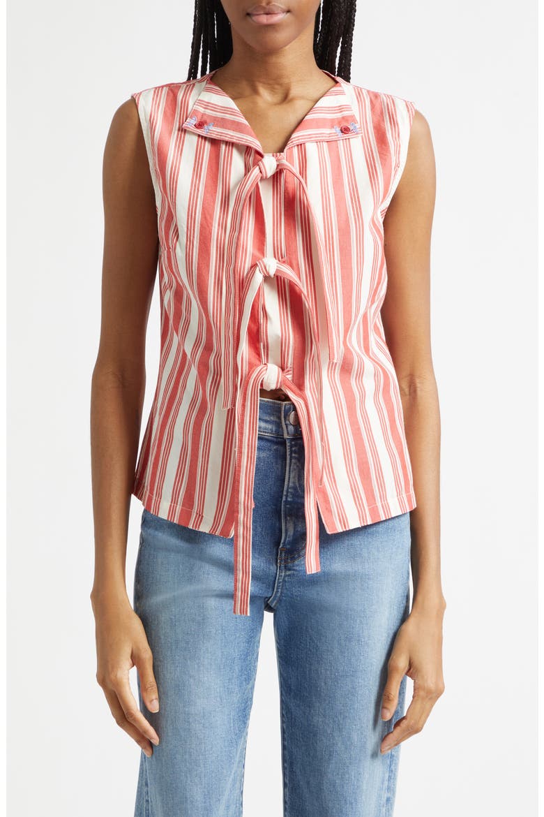 Stripe Organic Cotton Vest, Main, color, SCARLET TROT