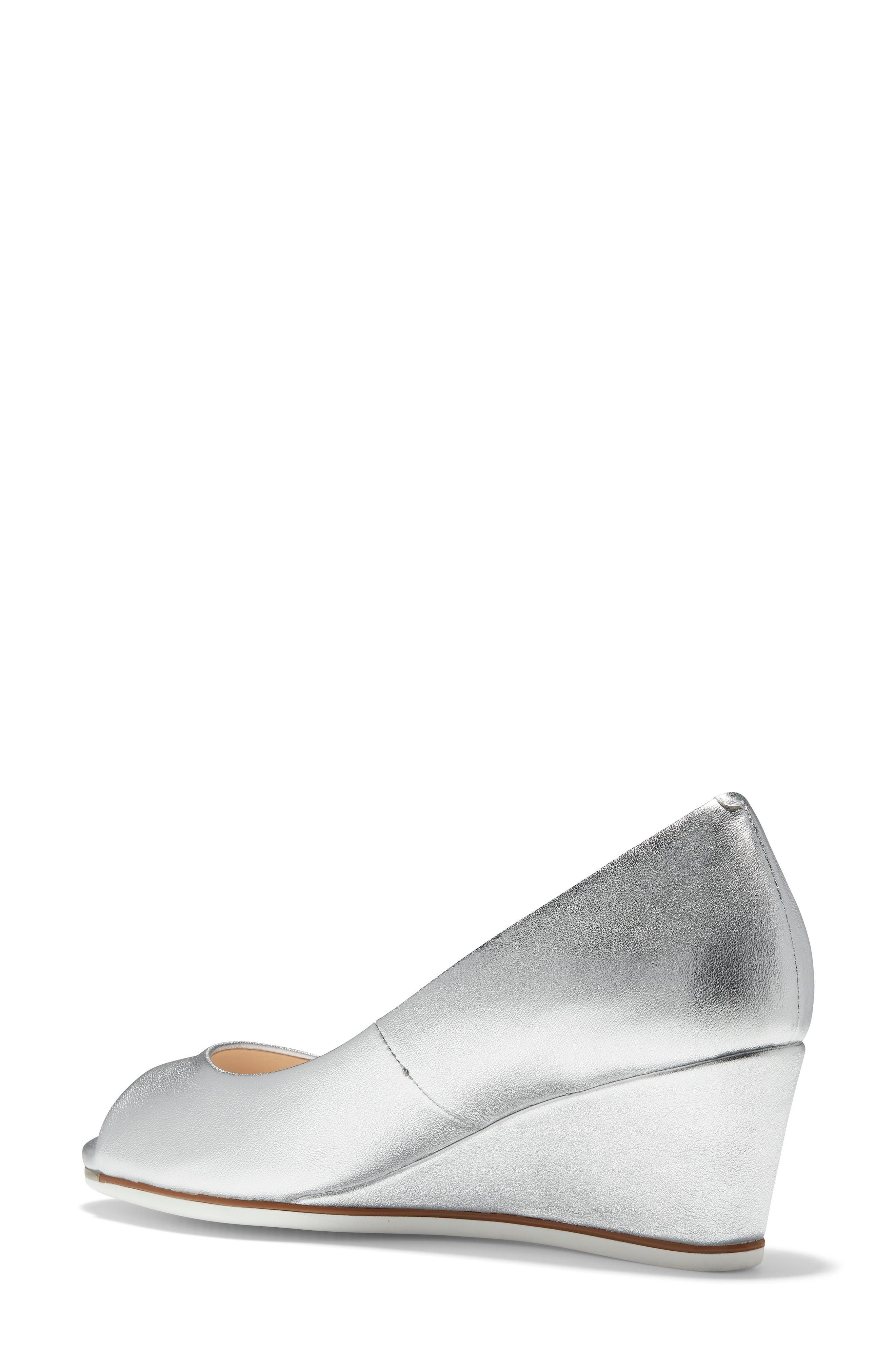 Grand Ambition Peep Toe Wedge Pump, Alternate, color, SILVER/ IVORY