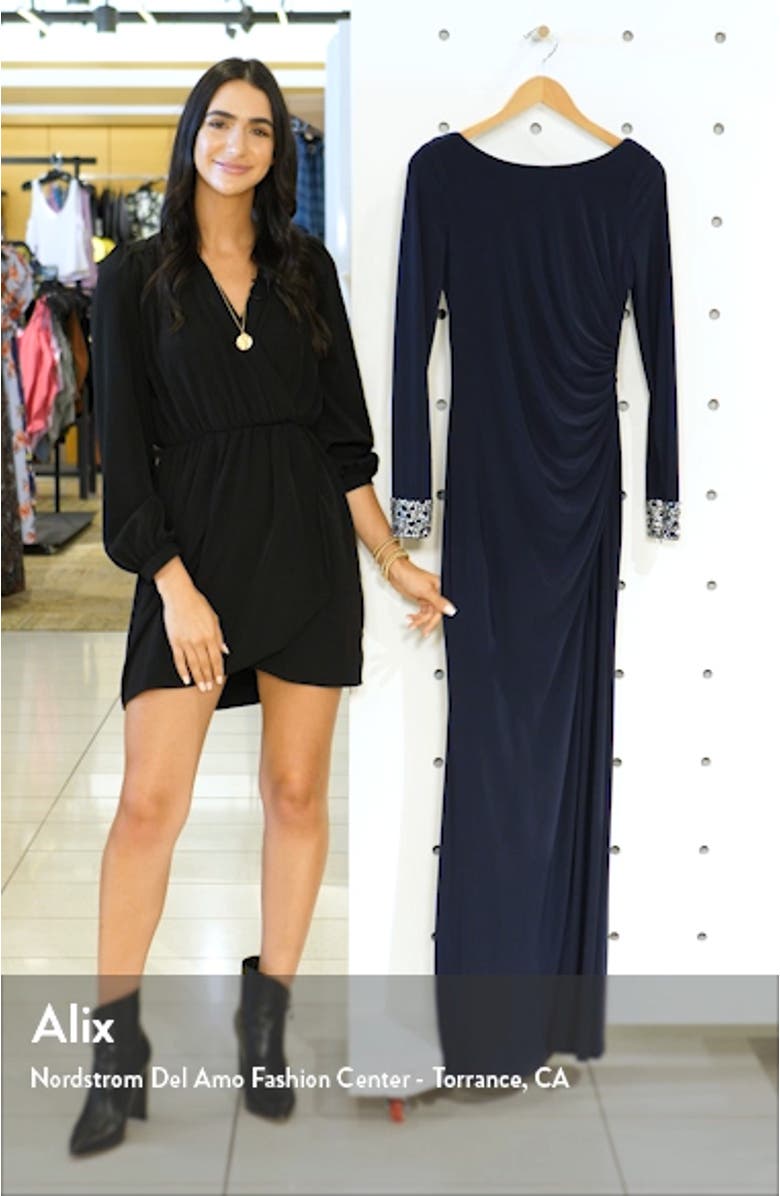 Beaded Long Sleeve Gown, sales video thumbnail