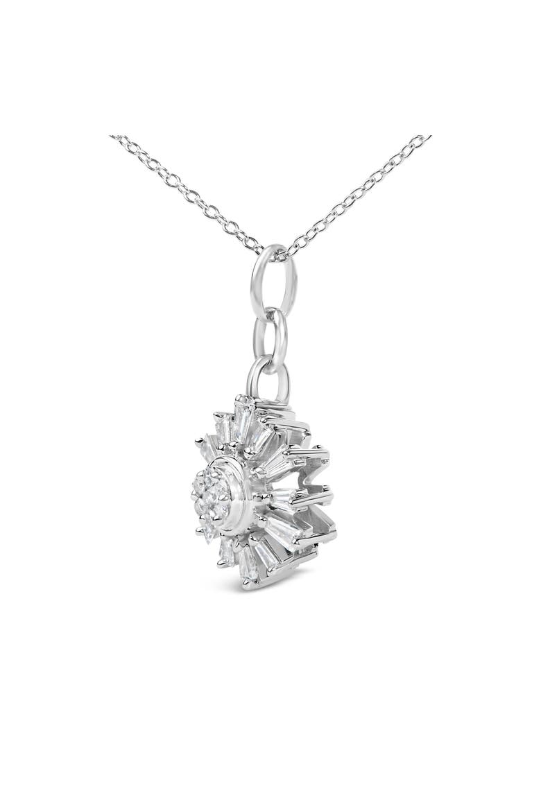 Sterling Silver 3/8 Cttw Diamond Starburst Medallion Pendant Necklace, Alternate, color, Silver