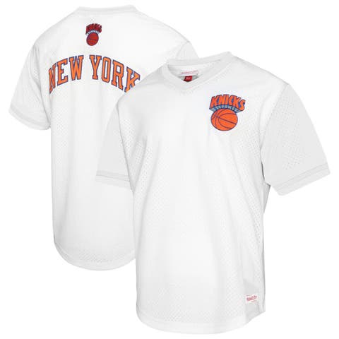 Men's Mitchell & Ness White New York Knicks Hardwood Classics Batting Practice Mesh Jersey T-Shirt